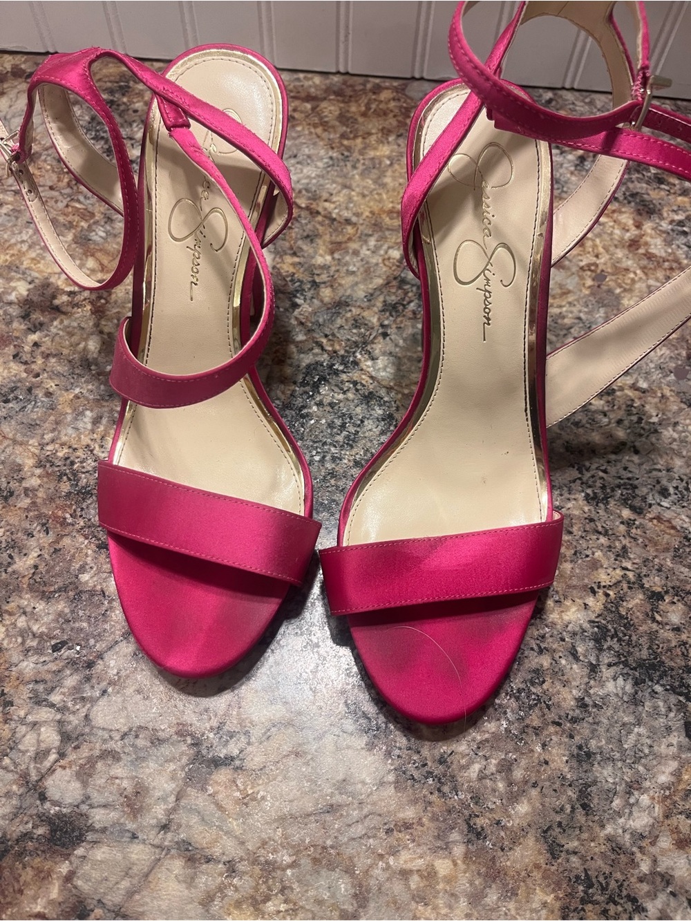 Jessica Simpson Hot Pink Satin Strappy Heels